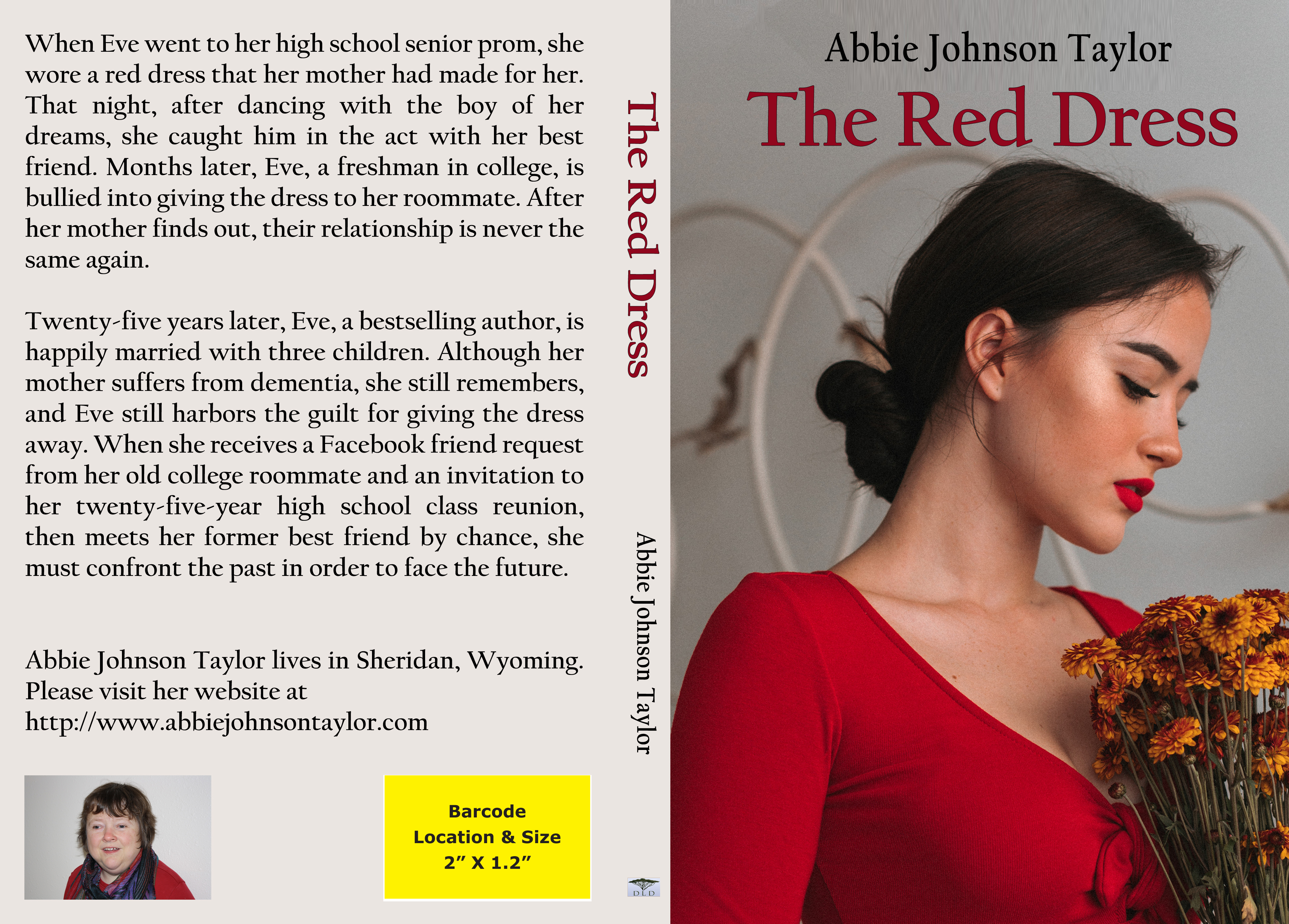 Front cover image contains: young, dark-haired girl wearing red dress. Back cover contains: synopsis, bio, and author photo.